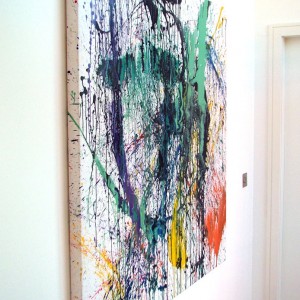 drip painting hanging in corridor