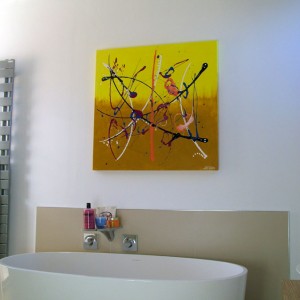 drip painting in a bathroom