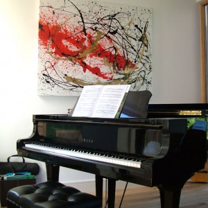 drip painting with piano