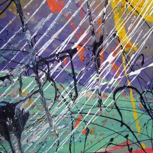 Jackson Pollock type drip painting called Alien Love Child